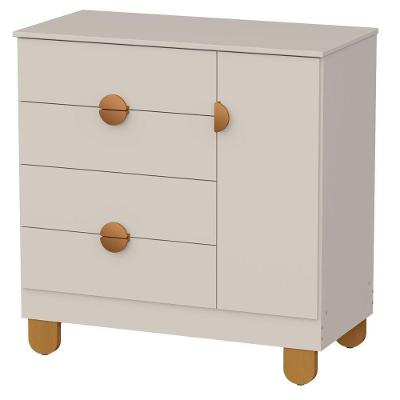 Cômoda Sapateira Apolo 4 Gavetas MDF 1 Porta Areia Fosco Reller Móveis