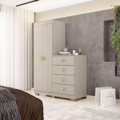 Cômoda Roupeiro Organizador Jerez 4 Gavetas MDP Fendi 2 Portas 6 Pés Estáveis Mobiliart