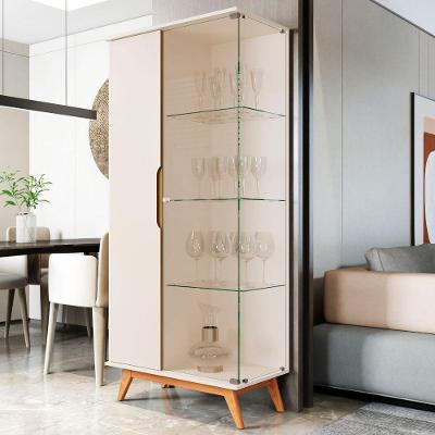 Cristaleira Mabel 2 Portas MDF 180CM Off White Bechara Móveis