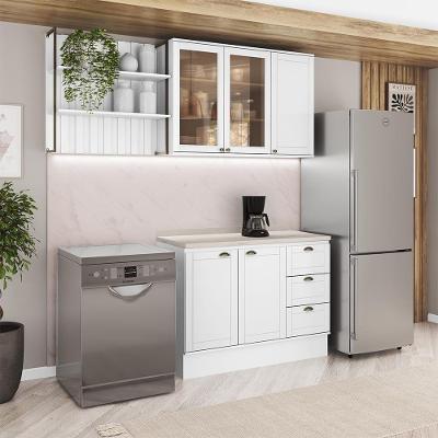 Cozinha Milla Veneto 5 Portas 3 Gavetas MDF 200CM Branca Móveis Carraro