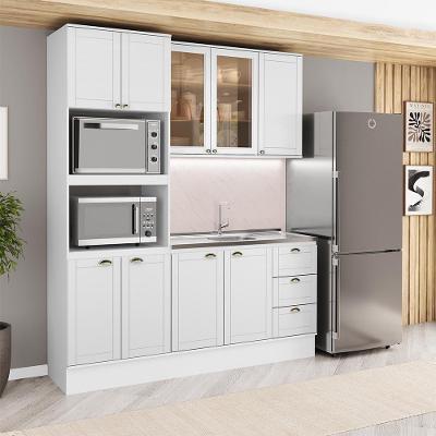 Cozinha Milla Trend 9 Portas 3 Gavetas MDF 190CM Branco Móveis Carraro