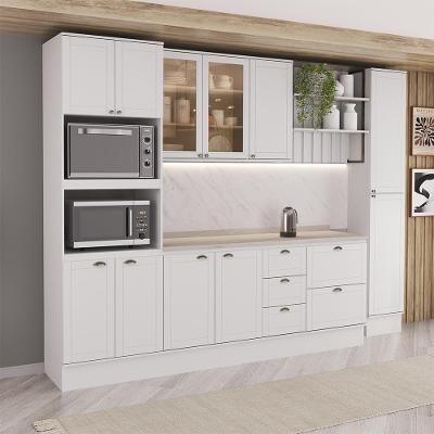 Cozinha Milla Hope 11 Portas 5 Gavetas MDF 310CM Branca Móveis Carraro