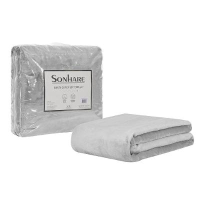 Cobertor Manta Super Soft Casal 100% Poliéster Microfibra Macio Prata Sonhare