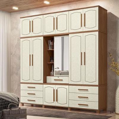 Guarda Roupa Casal Londres Capelinha e Cômoda Havana Master 13 Portas 7 Gavetas MDF-MDP Jatobá Areia