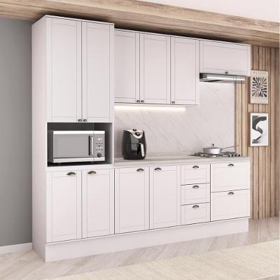 Cozinha Completa Milla Light 10 Portas 5 Gavetas MDF 270CM Branco com Pés e Tampo Móveis Carraro
