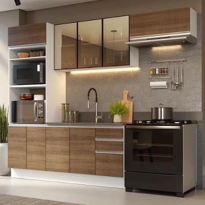 Cozinha Completa Glamy 9 Portas 3 Gavetas MDP 270CM Branco Madesa