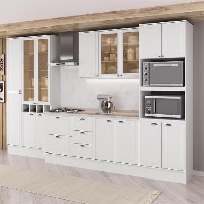 Cozinha Milla Eva Lux 15 Portas 5 Gavetas MDF 360CM Branca Móveis Carraro