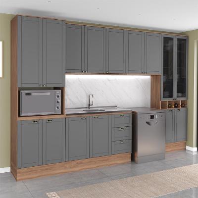 Cozinha Completa com Balcão Milla Prestige sem Porta sem Gavetas MDF MDP Nogal com Cinza Titânio