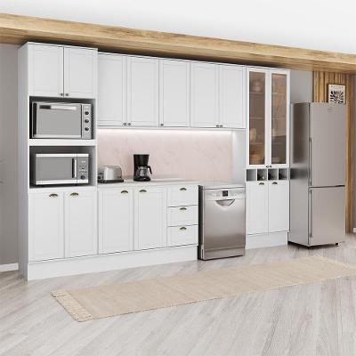 Cozinha Completa com Balcão Milla Altis 15 Portas 3 Gavetas 340CM Branco Móveis Carraro