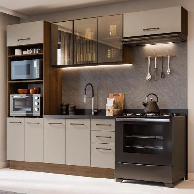 Cozinha Completa Agata 9 Portas 3 Gavetas MDP 270CM Bege Madesa
