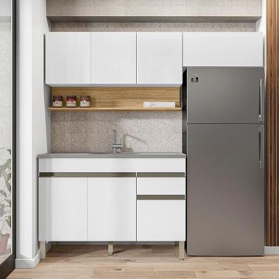 Cozinha Compacta Line 7 Portas 1 Gaveta MDF 120CM Cinza Gris Kit's Paraná