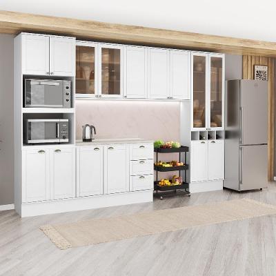 Cozinha Completa com Balcão Milla Portale 15 Portas 3 Gavetas MDF Branco Móveis Carraro