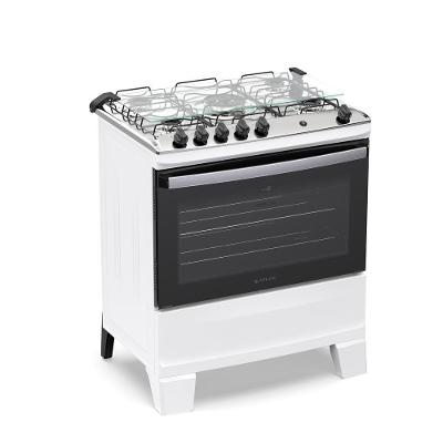 Fogão de Piso 5 Bocas a Gás Atlas Agile Up Mesa Inox Branco Bivolt