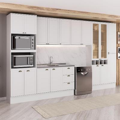 Cozinha Completa com Balcão Milla Domus 17 Portas 3 Gavetas MDF Branco Móveis Carraro