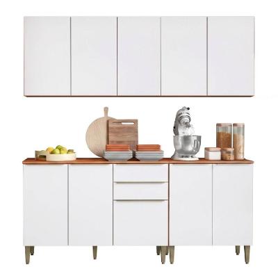Cozinha Completa Clara 10 Portas 2 Gavetas MDF 190CM Amadeirado Aramóveis
