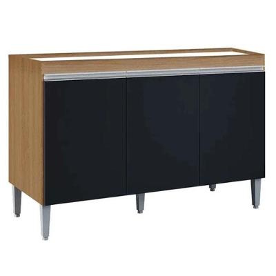 Balcão Gabinete de Pia Manu 3 Portas 1 Prateleira MDP 120CM Amêndoa e Preto