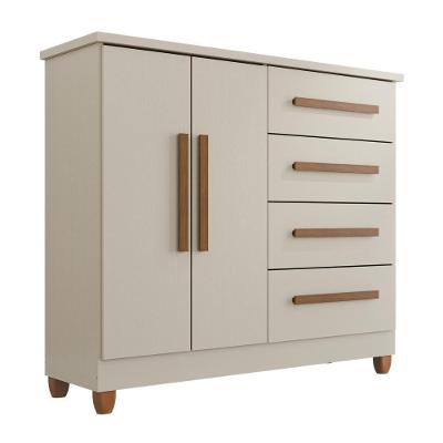 Cômoda Madri Plus 4 Gavetas MDF-MDP Puxador Metálico Bege Tudo de Móveis
