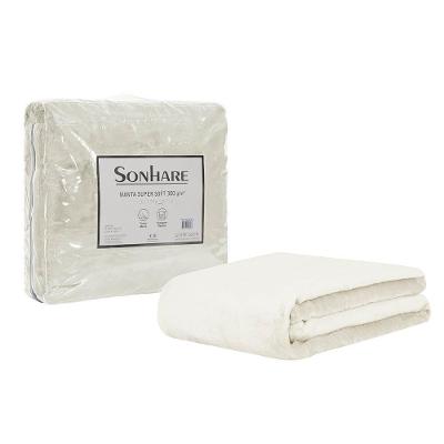 Cobertor Manta Super Soft Casal 100% Poliéster Microfibra Macio Off-white Sonhare Home