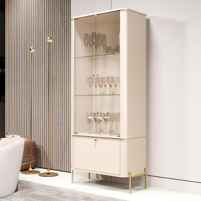 Cristaleira Lume Nobre 2 Portas 2 Prateleiras MDF 78CM Off White Dourado Bechara Móveis