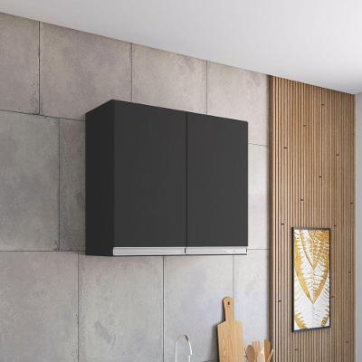 Aéreo de Cozinha Andréia 80CM 2 Portas MDF Porta Convencional Preto AJL Móveis