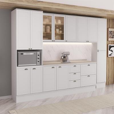 Cozinha Milla Sophie 13 Portas 5 Gavetas MDF 310CM Branca Móveis Carraro