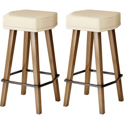 2 Banquetas sem Encosto Tecido Corano Bege 70CM