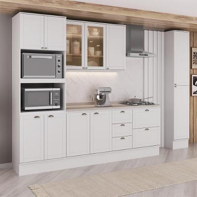 Cozinha Milla Sara 10 Portas 5 Gavetas MDF 340CM Branca Móveis Carraro