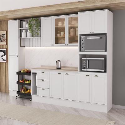Cozinha Milla Rose Plus 11 Portas 3 Gavetas MDF 310CM Branco
