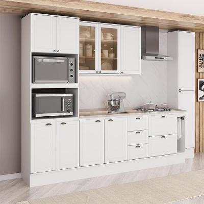 Cozinha Milla Mia 11 Portas 5 Gavetas MDF 310CM Branca Móveis Carraro