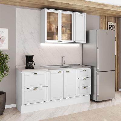 Cozinha Milla Breeze 5 Portas 5 Gavetas MDF 180CM Branca Móveis Carraro