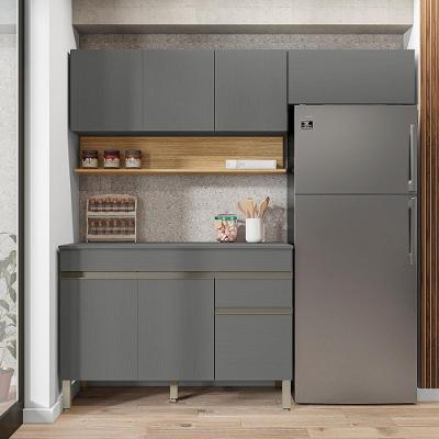 Cozinha Compacta Line 7 Portas 1 Gaveta MDF 120CM Cinza Gris Kit's Paraná