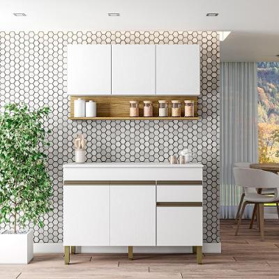 Cozinha Compacta Line 6 Portas 1 Gaveta MDF 120CM Cinza e Branco Kit's Paraná
