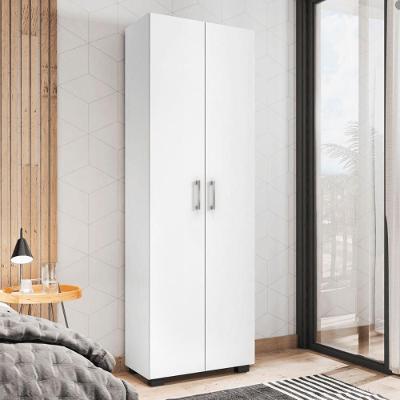 Armário Multiuso de Lavanderia Estante 2 Portas 6 Prateleiras Branco Mobiliart