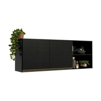 Armário Aéreo MP2436 150CM 2 Portas MDP Preto Multimóveis
