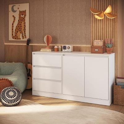 Balcão para Cama Estação de Trabalho BI041BCBC 3 Gavetas MDP Branco Dalla Costa Móveis