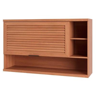 Armário Aéreo de Cozinha Thela 120CM 1 Porta MDP MDF Ripada Macadâmia Freijo Telasul