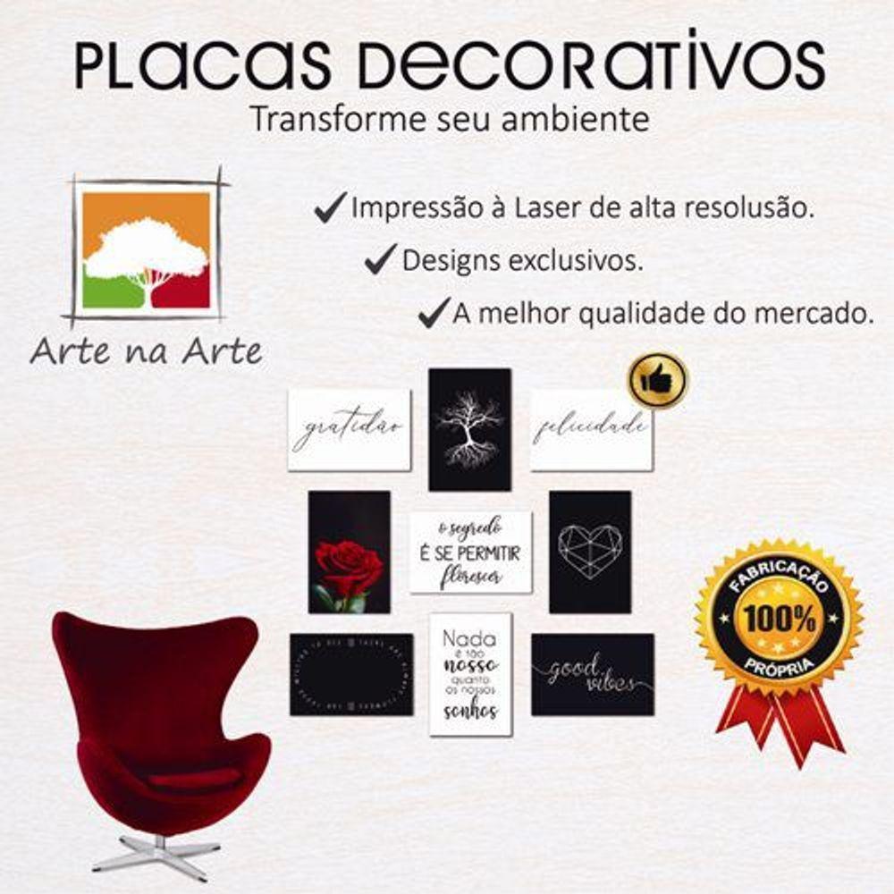 Kit Placas Quadros Decorativos 3 pçs MDF 30x45 Coração Rose - 8
