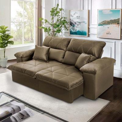 Sofá Trento Retrátil Reclinável 2 Lugares 200CM Suede Velut Bege King House