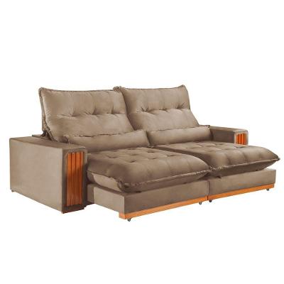 Sofá Capri 3 Lugares Retrátil e Reclinável 230CM Bege Veludo