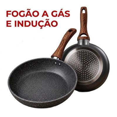 Frigideira Antiaderente Cerâmica Granito 20CM 1,8L Fundo Triplo para Indução