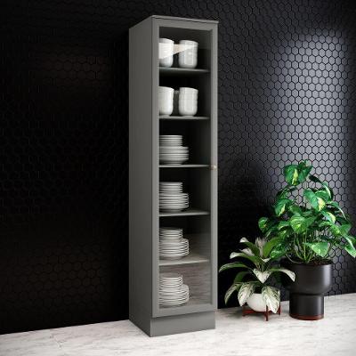 Cristaleira Americana 1 Portas 5 Prateleiras 50CM Cinza Móveis Henn