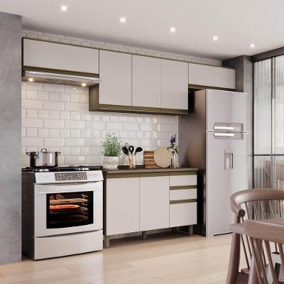 Cozinha Compacta Connect 8 Portas MDF 120CM Marrom Móveis Henn