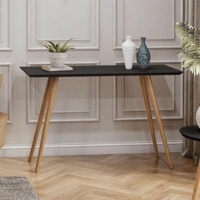 Aparador Decorativo Laqueado com Vidro Moderno MDF MDP 40CM Preto Pés Palito