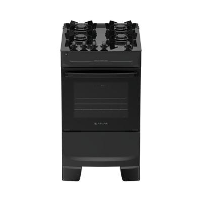 Fogao Piso 4 Bocas Gas Atlas Monaco Top Glass New Vidro Temperado Automatico Preto Bivolt