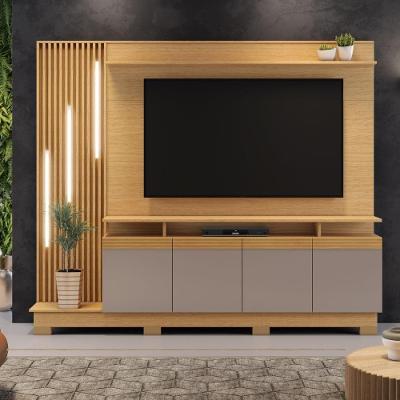 Rack Painel para TV 65 Polegadas CRJCM-RCP004 200CM MDP MDF com LED 4 Portas Madeirado Cinza