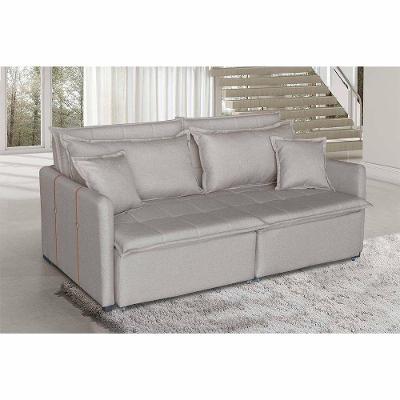 Sofá Cama Dubai 4 Lugares Retrátil e Reclinável Creme Linho de Casa Decor Estofados