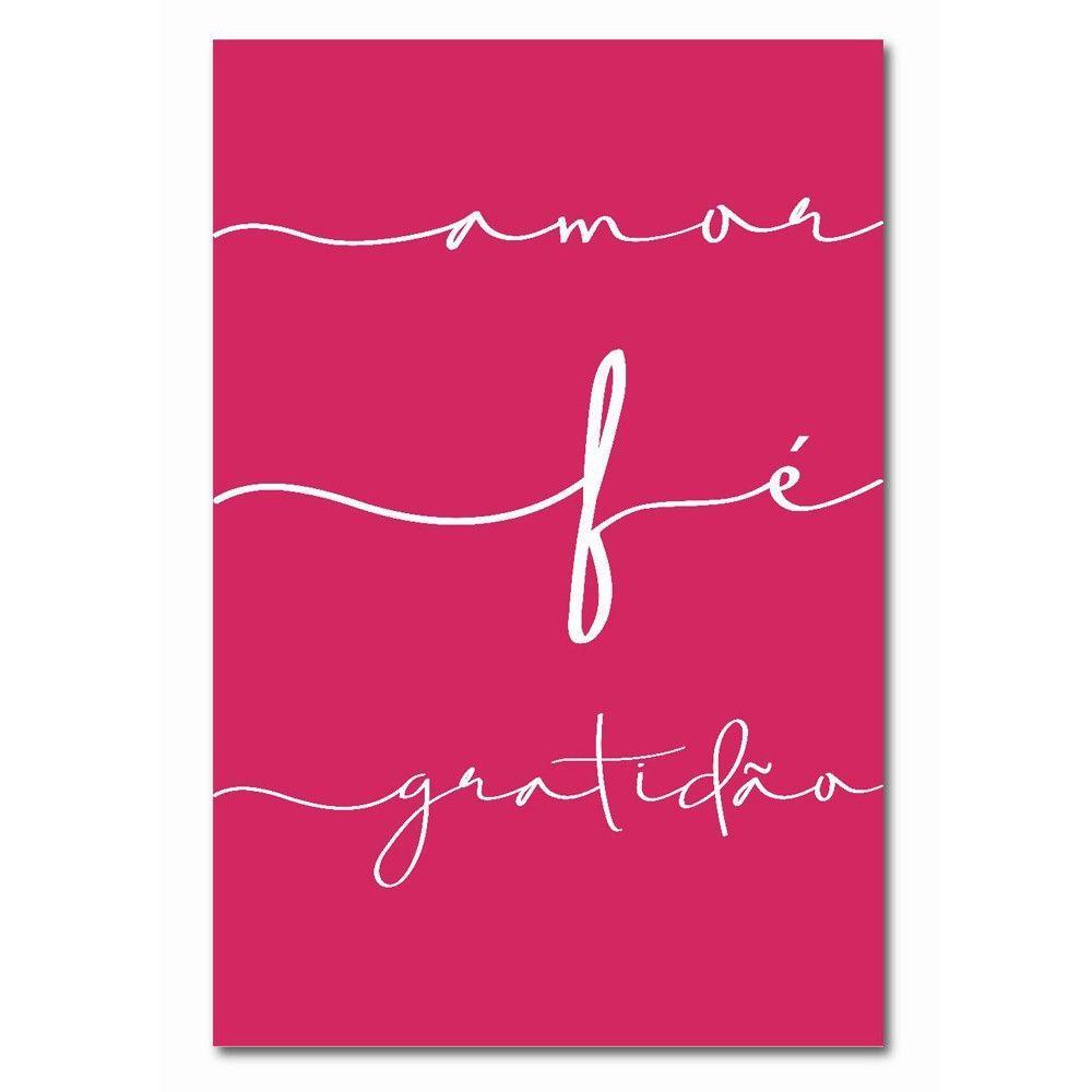 Kit Placas Quadros Decorativos 3 pçs MDF 20x30 Coração Rosa - 3