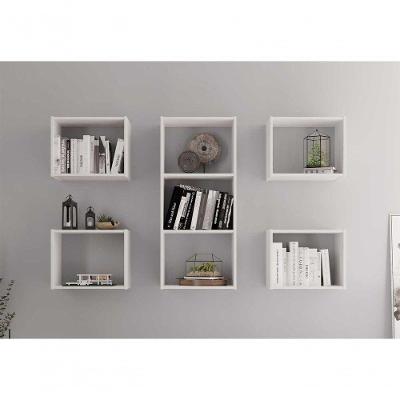 Nicho Decorativo Kit Nichos 7 Compartimento Canada Branco Retangular MDP Sala Branco