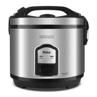 Panela de Arroz Elétrica Philco PH10P Inox Revestimento Antiaderente Tampa com Visor 220V