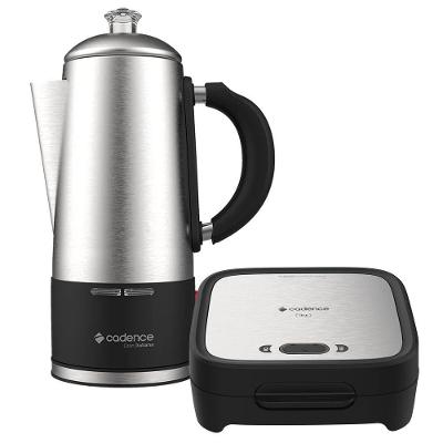 Kit Sanduicheira e Cafeteira Elétrica Click Inox Gran Italiana Cinza 1,5L Cadence